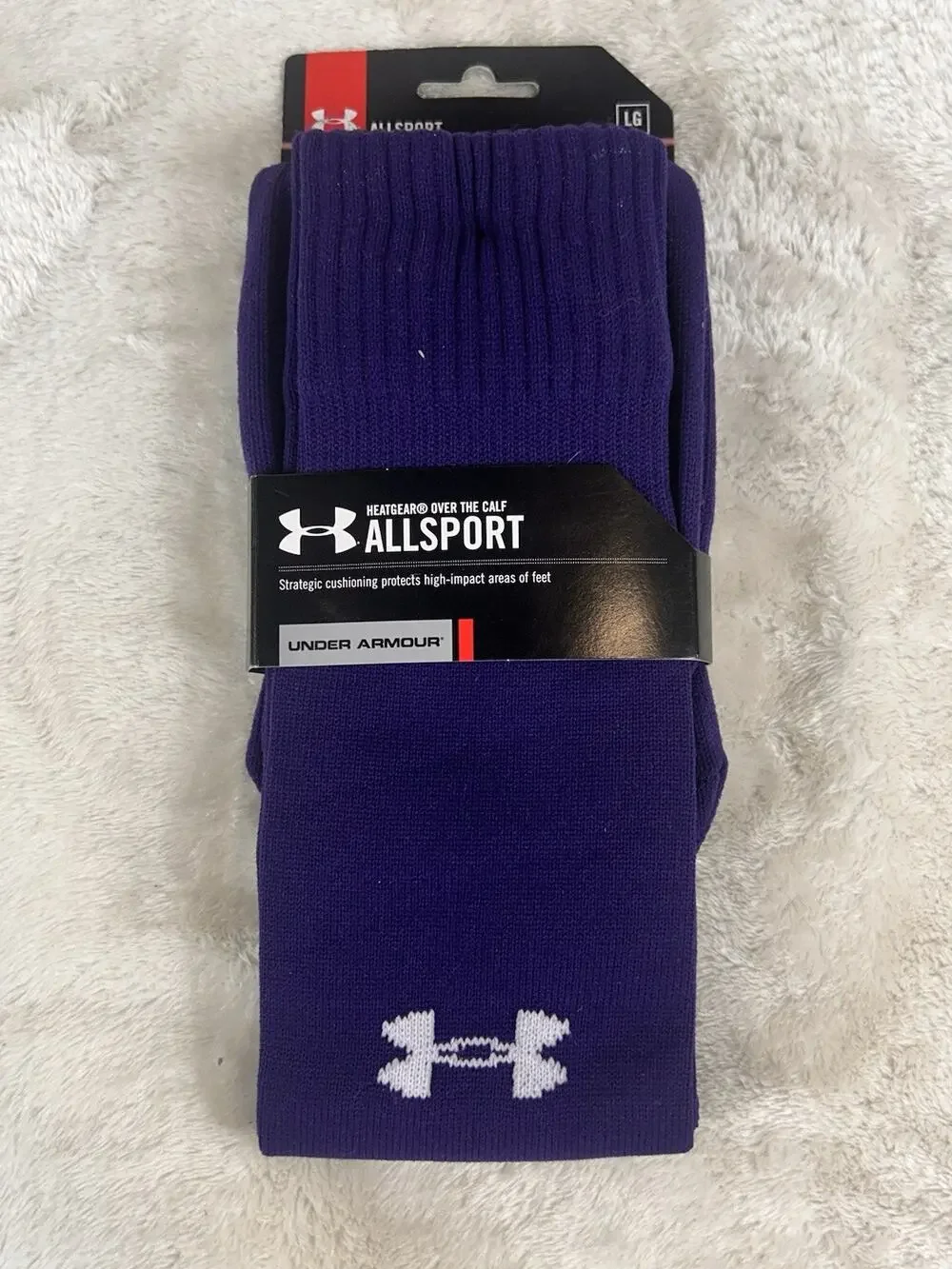 Under Armour All Sport Socks Unisex Sz L Purple HeatGear Over The Calf